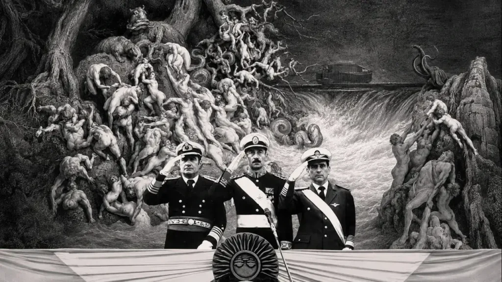 Con su regreso a la Argentina ilustró el Libro Nunca Más con imágenes como esta