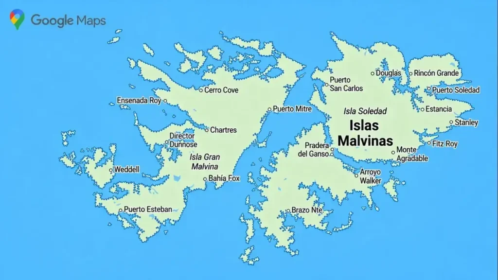 El Mapa de las Islas Malvinas como se ve ahora