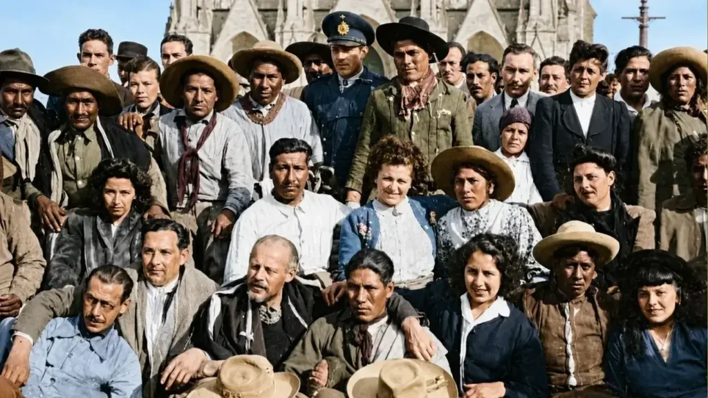 La imagen coloreada con Mario Augusto Bertonasco en el centro