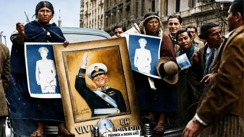 La misma foto curada a color. Qué vieron los kollas en Juan Domingo Perón? Seguramente el poder necesario para recuperar sus tierras.