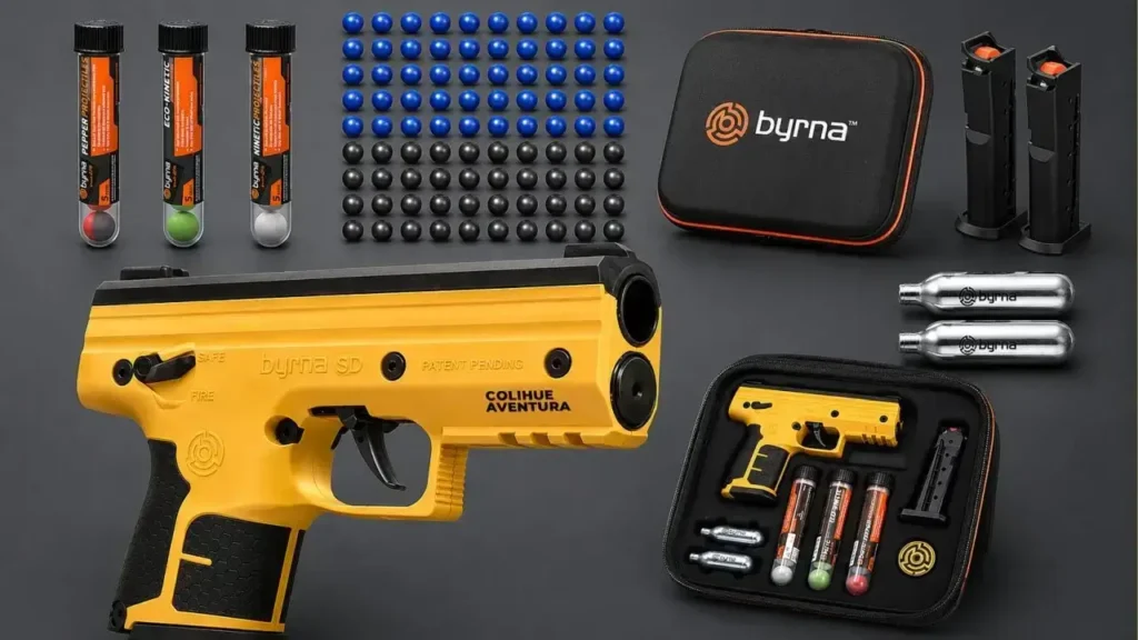 El Pack del Arma Byrna usual que puede adquirir una pratulla ciudadana o un particular