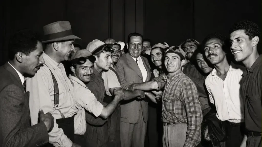 Juan Domiingo Perón nunca tuvo miedo de mezclarse, juntarse o hablar con los trabajadores, pensaba, con razón, que eran la sangre que movía el país