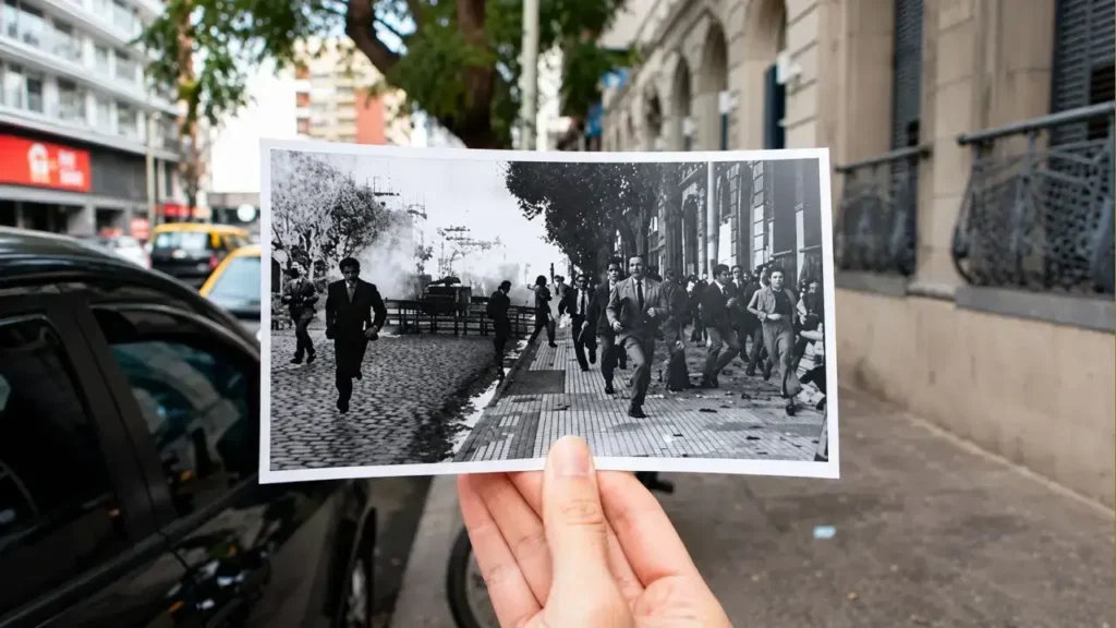 Una imagen tomada frente al edificio de la Facultad de Ciencias Exactas y Naturales de la UBA, que hasta 1966 funcionaba en el barrio de Monserrat