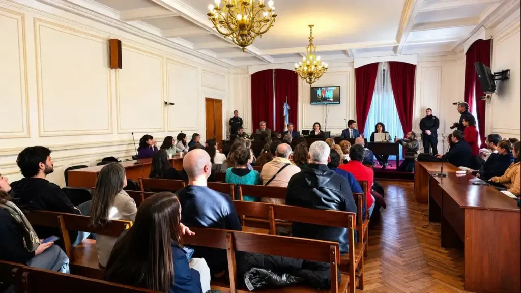 La audiencia se llevó a cabo en la sala del primer piso de los Tribunales Federales de La Plata