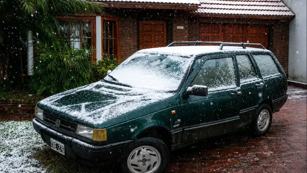 Los autos reflejaban muy bien la nieve sobre sus lustres