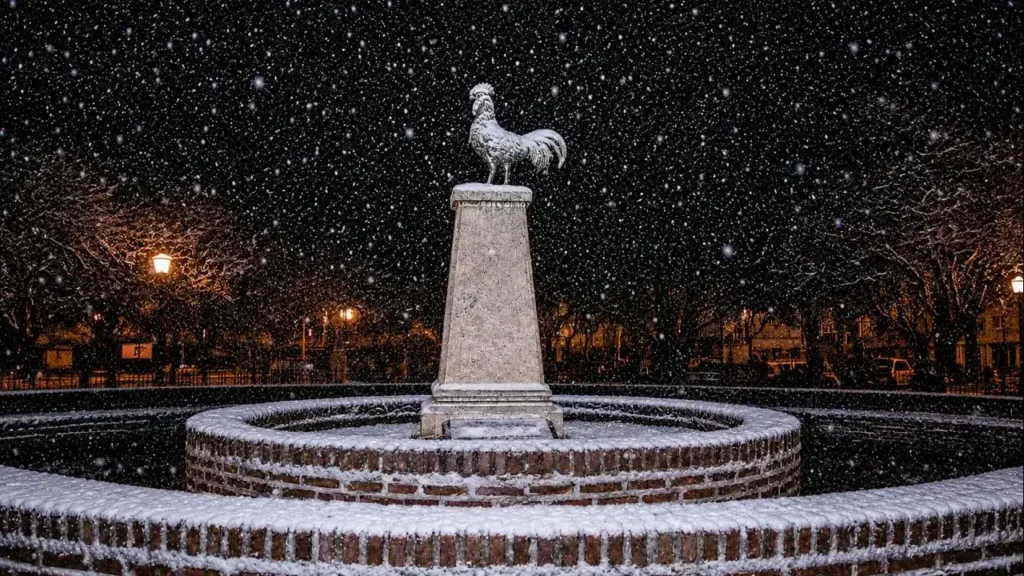 Finalmente el Gallito quedó bajo la nieve y a oscuras