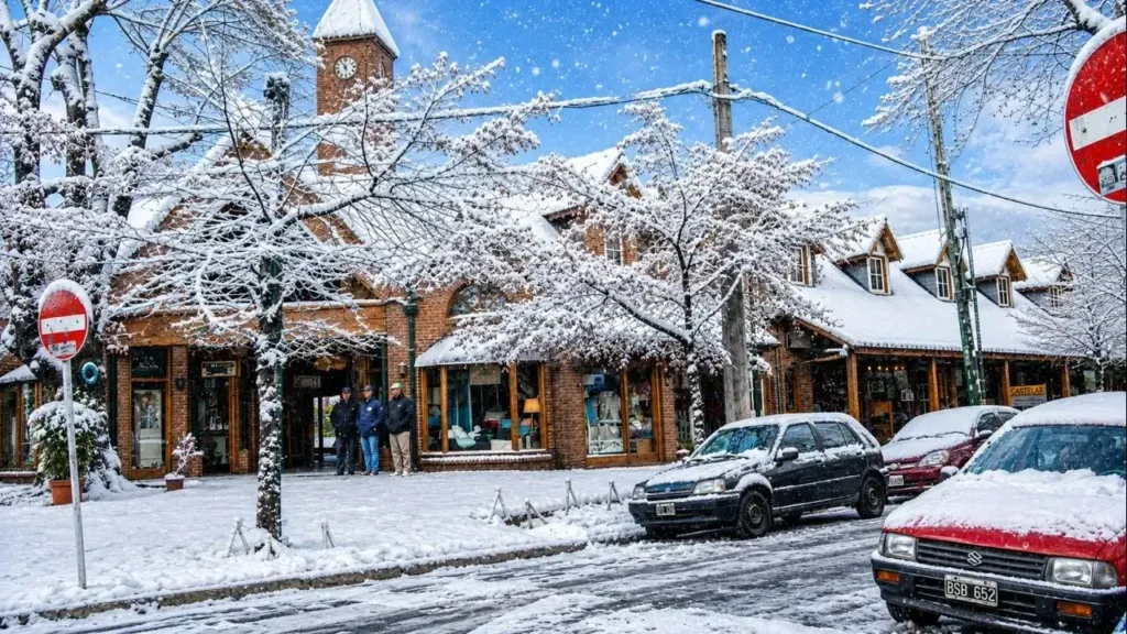 El área central hermosa con su nieve pero el frío pudo más y la gente prefirió quedarse en sus casas