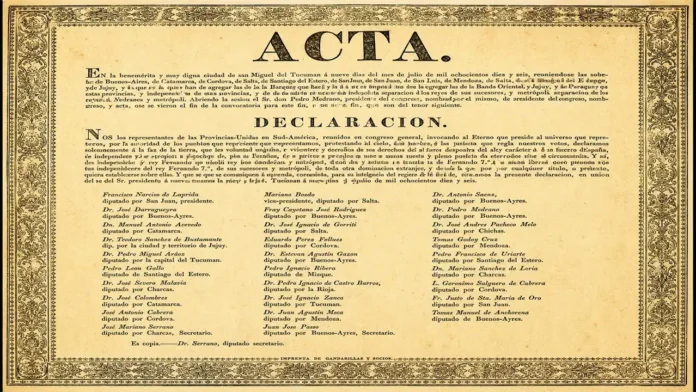 El Acta de la Independencia de las Provincias Unidas del Río de la Plata
