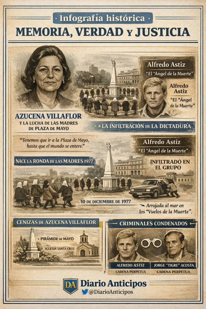 La traza histórica de Azucena Villaflor (Infografía realizada por G5 Fox para Diario Anticipos)