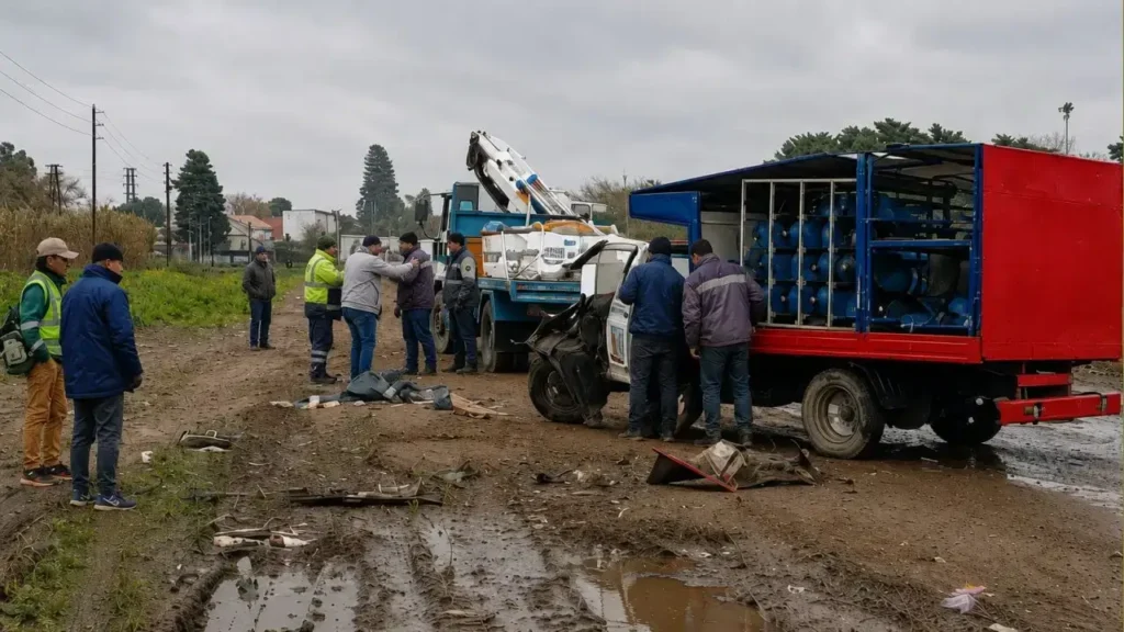 El Ford F-350 quedó destruido.