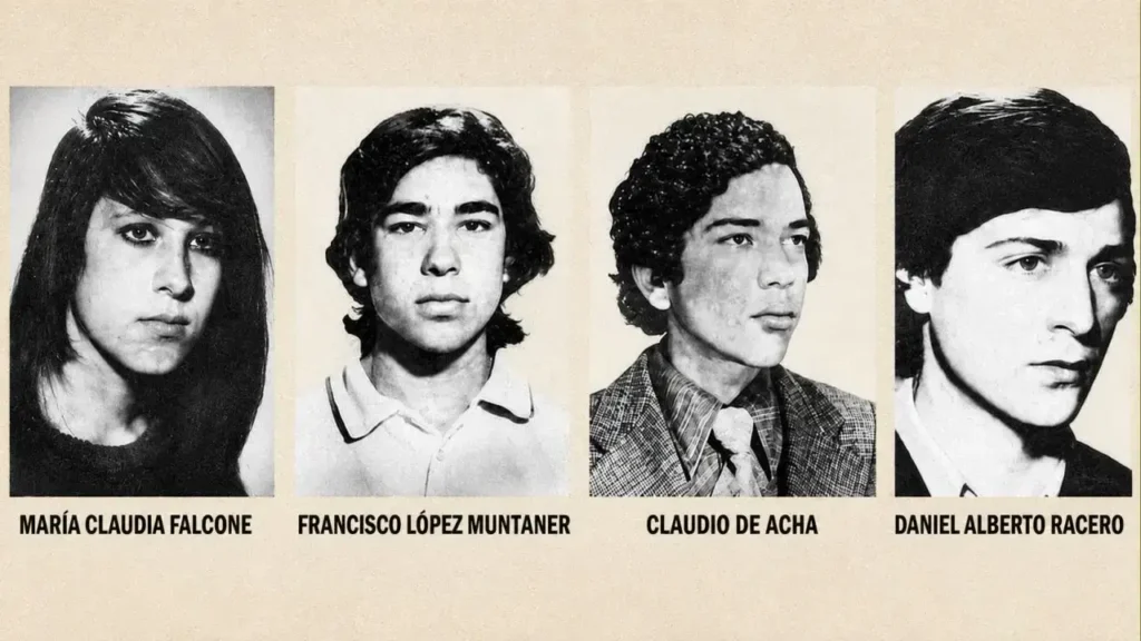 María Claudia Falcone, Francisco López Muntaner, Claudio de Acha y Daniel Racero fueron cuatro estudiantes secundarios de La Plata secuestrados el 16 de septiembre de 1976, durante el operativo represivo conocido como la Noche de los Lápices. Militaban en la Unión de Estudiantes Secundarios (UES) y los cuatro continúan desaparecidos.