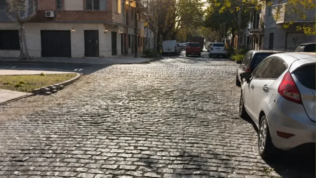 25 de mayo, la arteria afectada. Será desadoquinada y asfaltada luego de noventa años. 