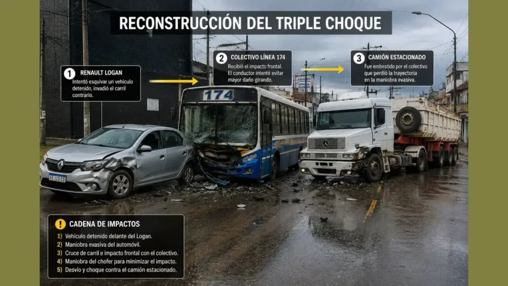 La infografía relata como fue la secuencia del siniestro. No hubo víctimas fatales.