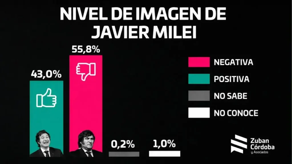 La caída de la imagen positiva de Milei fue abrupta.