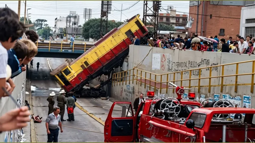 Brutalmente cinematográfico la caída de la locomotora en 1986.