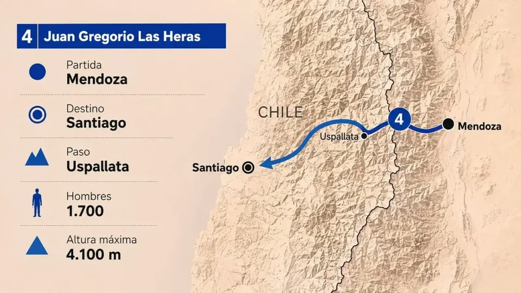 El paso de Uspallata bajo la conducción de Juan Gregorio de Las Heras.