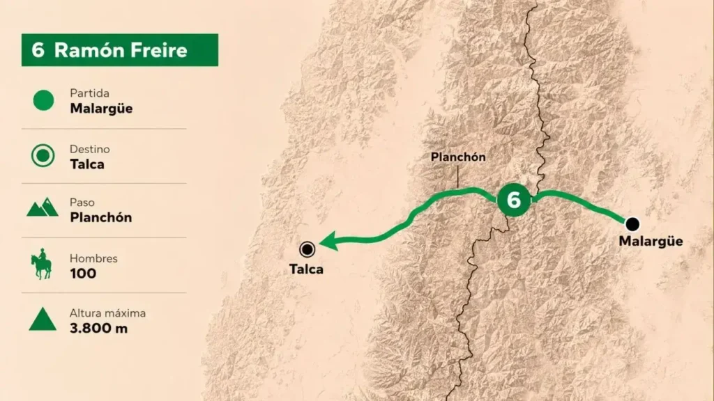 Por el paso del Planchón avanzó la fuerza dirigida por Ramón Freire.