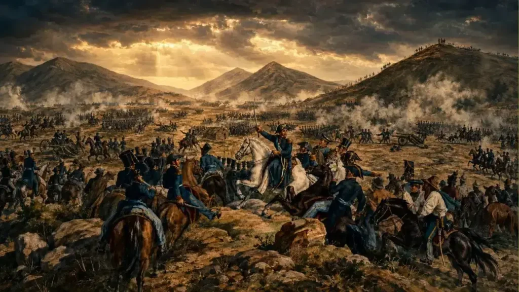San Martín arenga a las tropas en la Batalla de Chacabuco