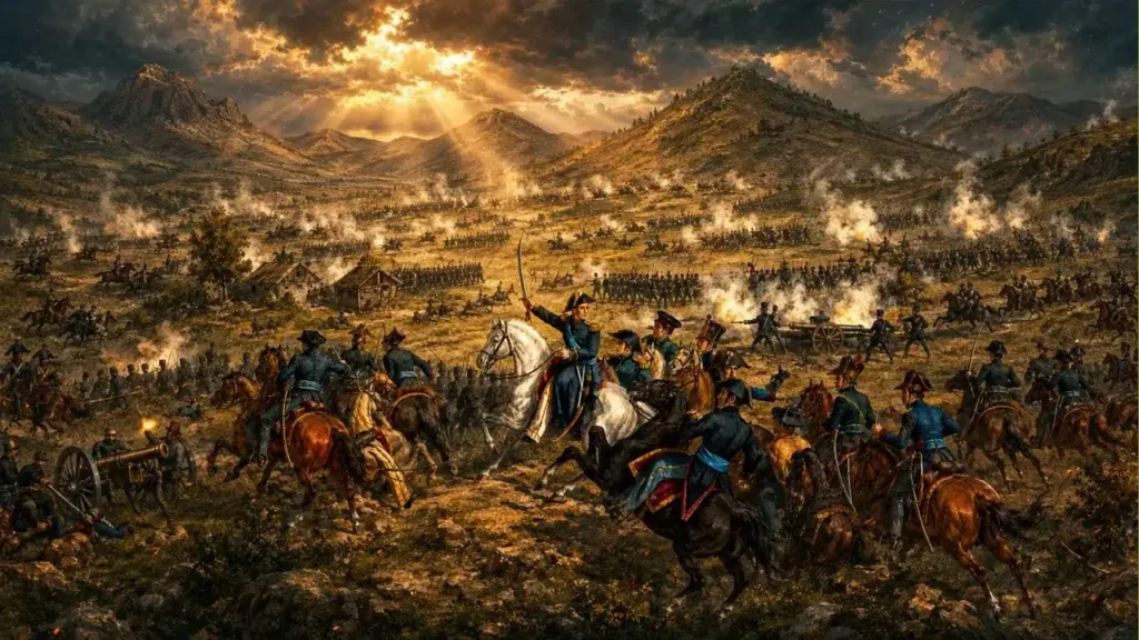 Una recreación de la Batalla de Chacabuco, el triunfo del Ejército de los Andes que logró la independencia de Chile.