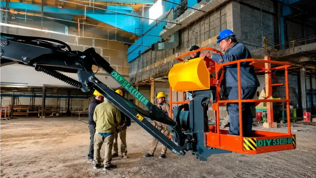 Trabajadores bajo la conducción de IRSA dentro del ex Showcenter de Haedo remodelando el inmenso local.