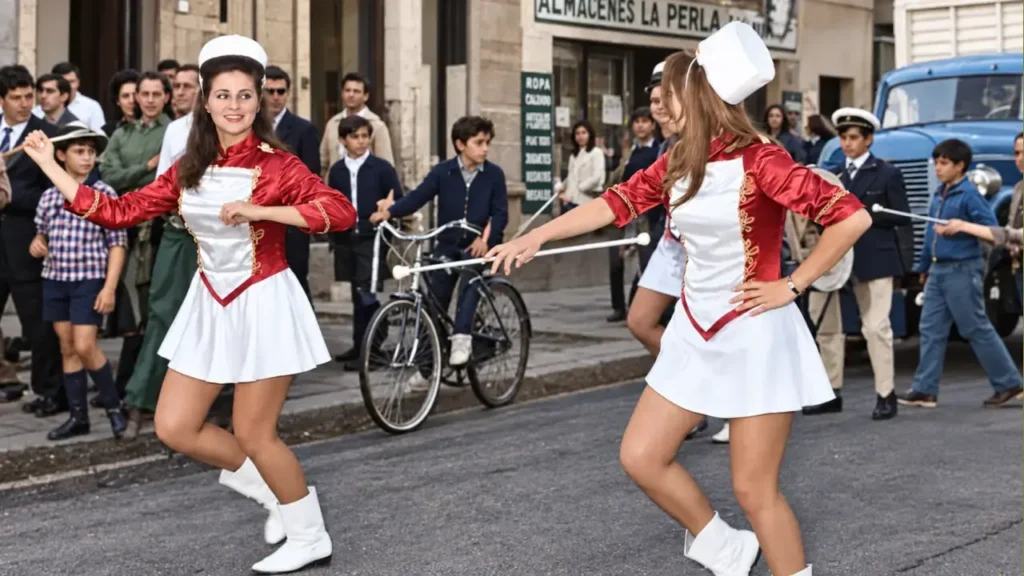 No había comparsa, claro, las comparsas estaban guardadas para el carnaval. Así que desfilaban carrozas y en vez de murguistas, ponían jóvenes porrristas.