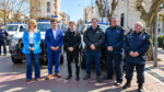 El gobernador bonaerense Axel Kicillof, el intendente de La Matanza Fernando Espinoza, la vicegobernadora Verónica Magario y el ministro de Seguridad Javier Alonso durante la presentación y entrega de nuevos patrulleros para fortalecer la seguridad en el distrito.