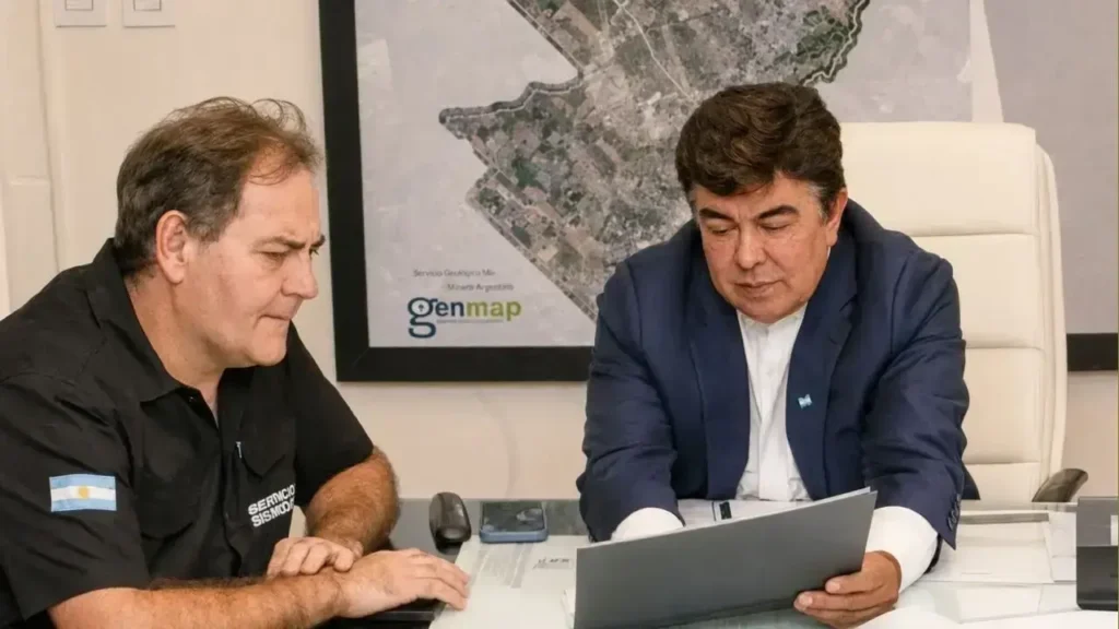 El Ministro Javier Alonso y el intendente Fernando Espinoza. Una zona caliente difícil de doblegar.