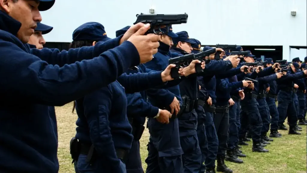 El Estado Policial, que es un régimen de las Policías Provinciales, otorga el derecho a un sujeto de portar permanente una arma reglamentaria: portarla tanto en servicio como de franco, salvo impedimento administrativo, médico o sanción.
