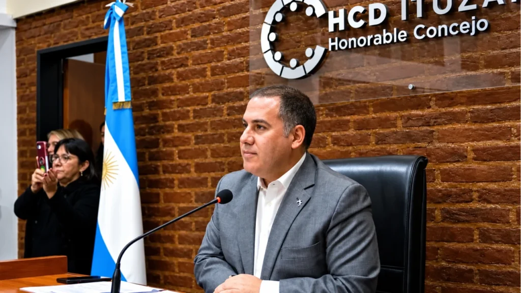 Juan Manuel Alvarez Luna roqueando en el Concejo Deliberante con un debate sobre cómo homenajear al Indio Solari.