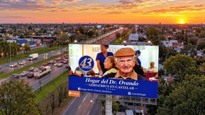 La imagen institucional, sobre la autopista, bajo los rayos del sol que se pone y el texto que hizo llorar a Castelar.