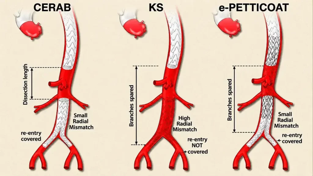 La técnica CERAB (Covered Endovascular Reconstruction of Aortic Bifurcation o Reconstrucción Endovascular Cubierta de la Bifurcación Aórtica)