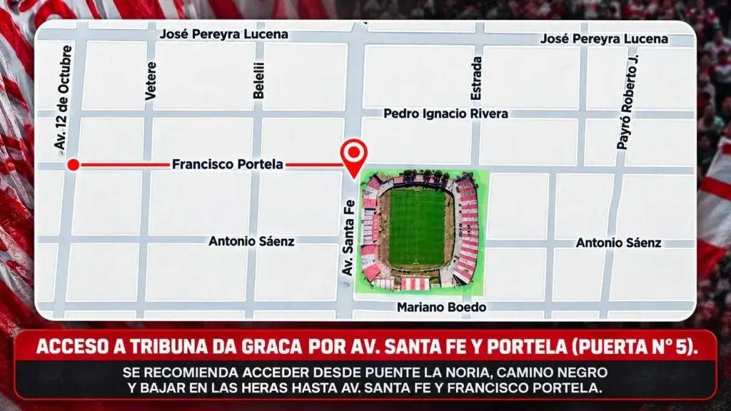 Acá el mapa completo para llegar al estadio de Los Andes en Lomas de Zamora.
