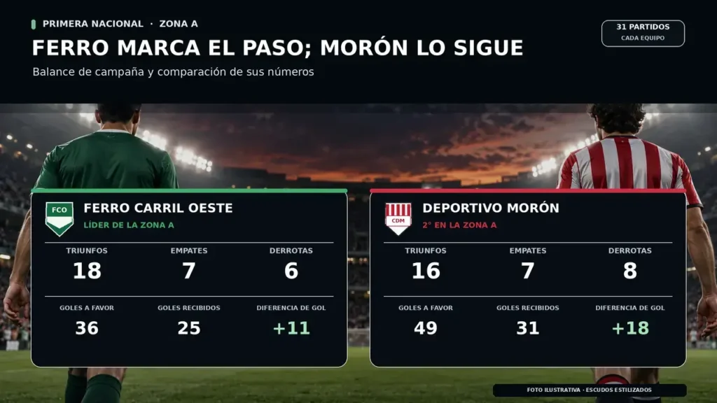 Así están los números entre Ferrocarril Oeste y Deportivo Morón.