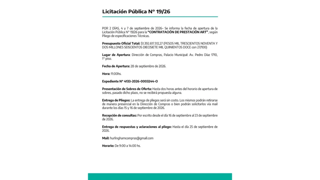 Licitacion Publica 19-26
