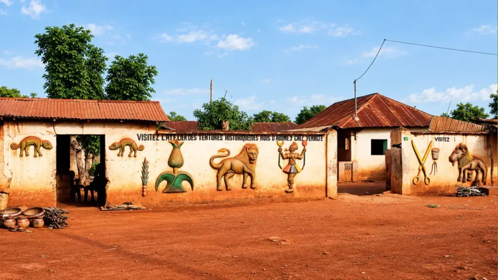 En Abomey, los tapices históricos recuperan relatos y símbolos de los antiguos reyes de Dahomey y mantienen viva esa memoria a través del trabajo artesanal.