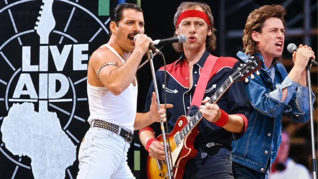 Queen, con Freddie Mercury al frente, protagonizó una de las actuaciones más recordadas de Live Aid.