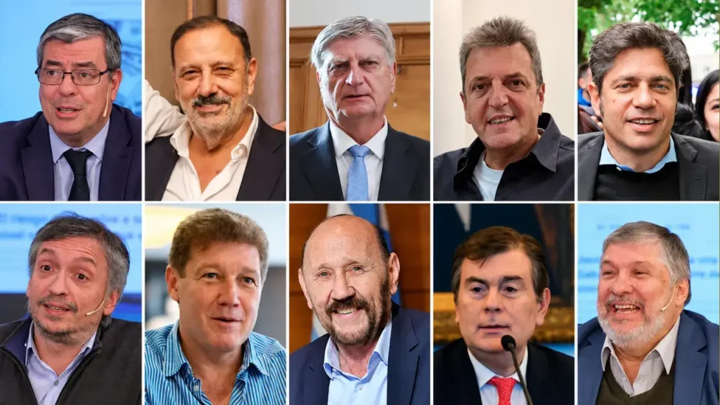 Germán Martínez, Ricardo Quintela, Sergio Ziliotto, Sergio Massa, Axel Kicillof, Máximo Kirchner, Gustavo Melella, Gildo Insfrán, Gerardo Zamora y José Mayans.
