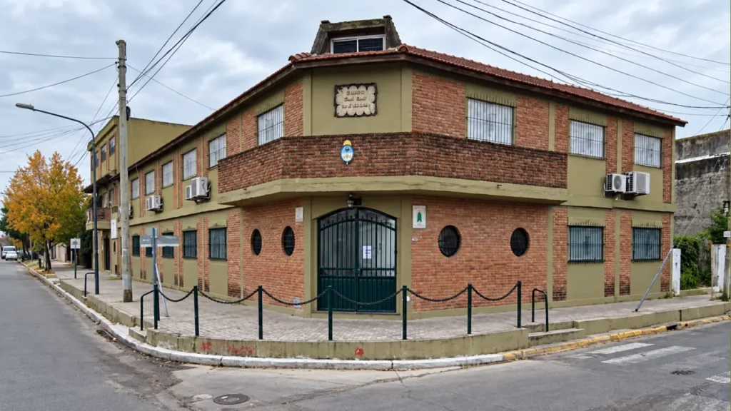 El edificio escolar ocupa una esquina del barrio y forma parte del entorno cotidiano de estudiantes y familias.