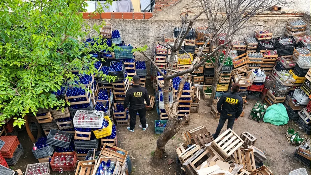 El depósito de botellas en San Justo donde acumlaban enbases todos los días.